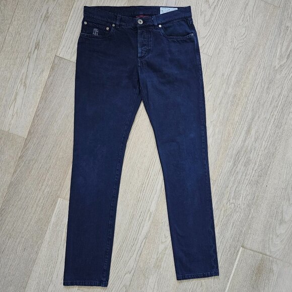 Brunello Cucinelli Men’s Slim Fit Five-Pocket Jeans – US 32 (IT 48), Dark Wash - Picture 2 of 15